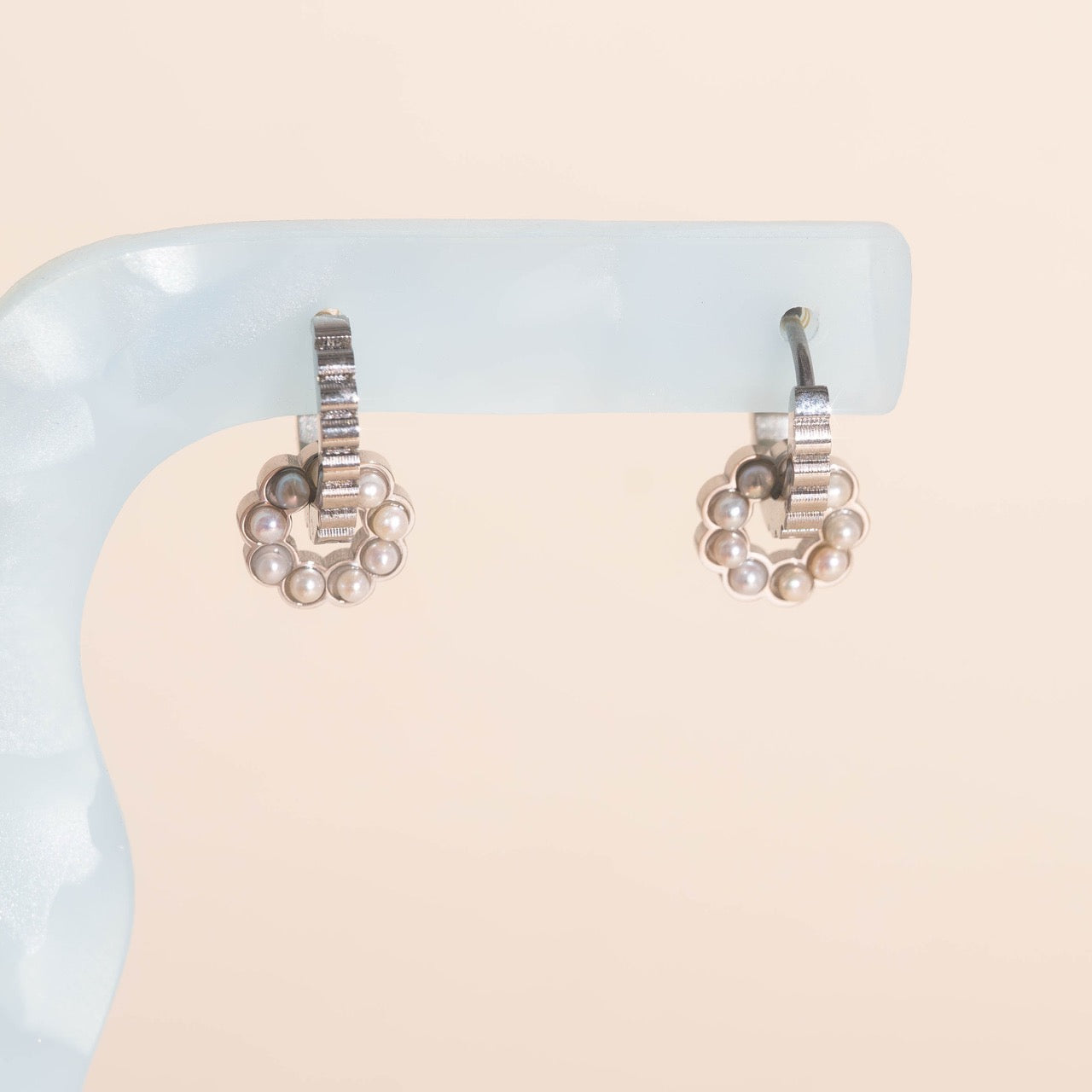 Pearl Wreath Huggie Hoop Charms