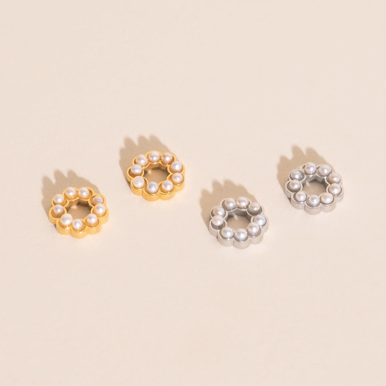 Pearl Wreath Huggie Hoop Charms