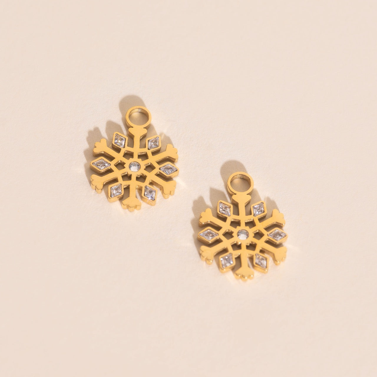 Snowflake Huggie Hoop Charms