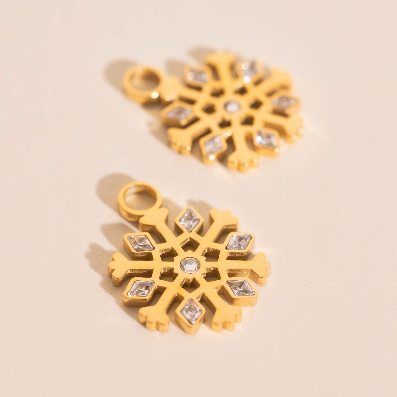 Snowflake Huggie Hoop Charms