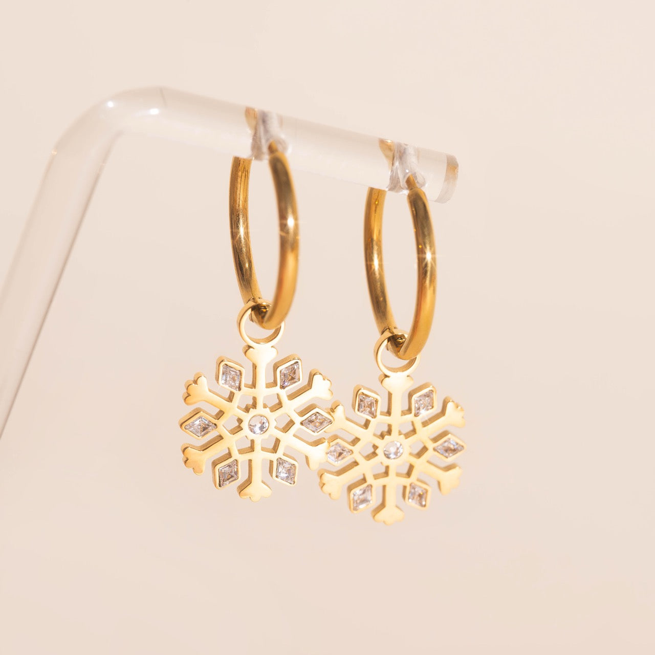 Snowflake Huggie Hoop Charms