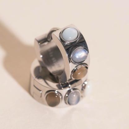 Triple Stone Super Chunky Huggie Hoop Earrings