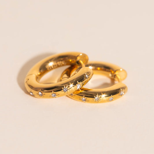 Starburst Chunky Rounded Huggie Hoop Earrings