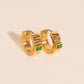 Textured Emerald Crystal Chunky Huggie Hoop Earrings