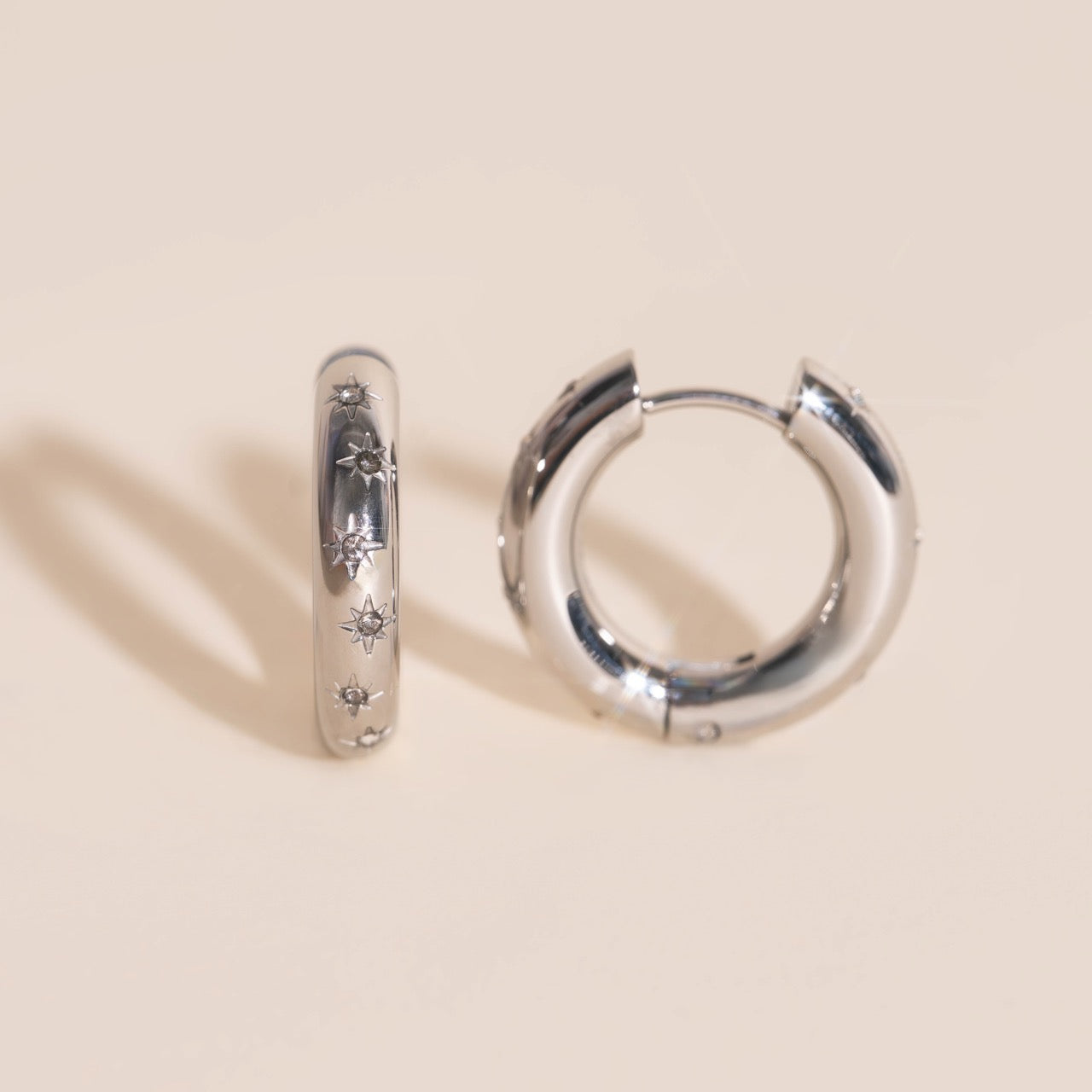 Starburst Chunky Rounded Huggie Hoop Earrings