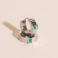 Textured Emerald Crystal Chunky Huggie Hoop Earrings