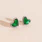 Emerald Heart Stud Earrings