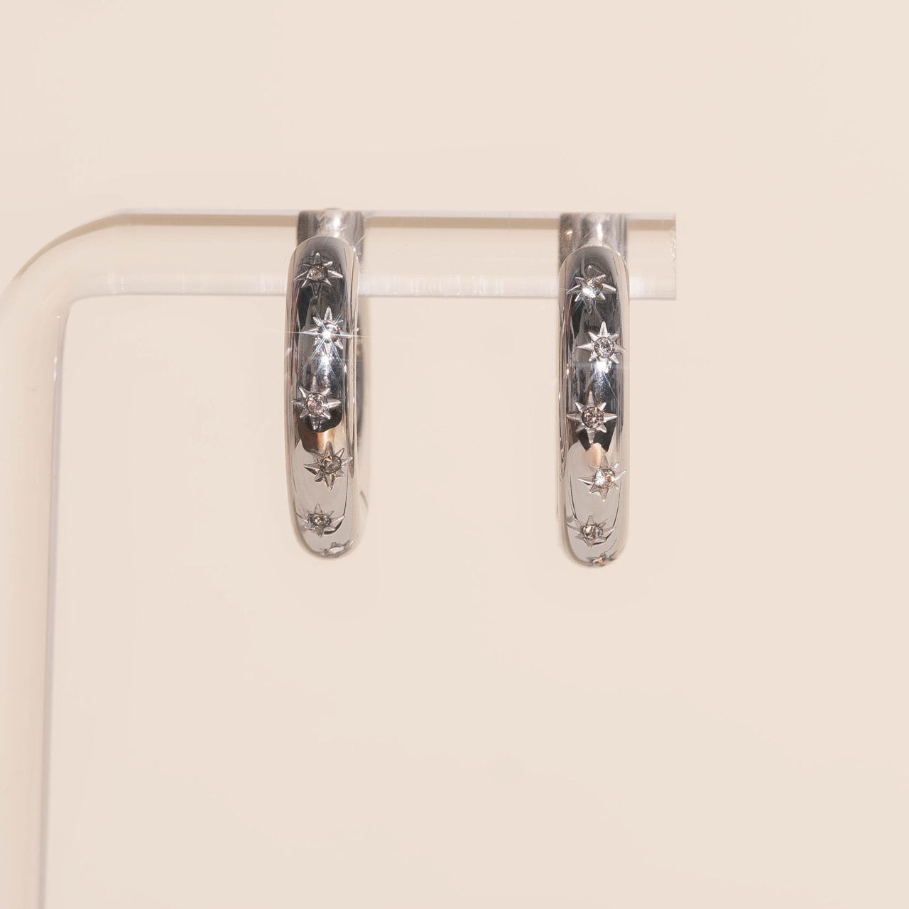 Starburst Chunky Rounded Huggie Hoop Earrings