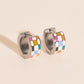 Bright Checkered Super Chunky Huggie Hoop Earrings