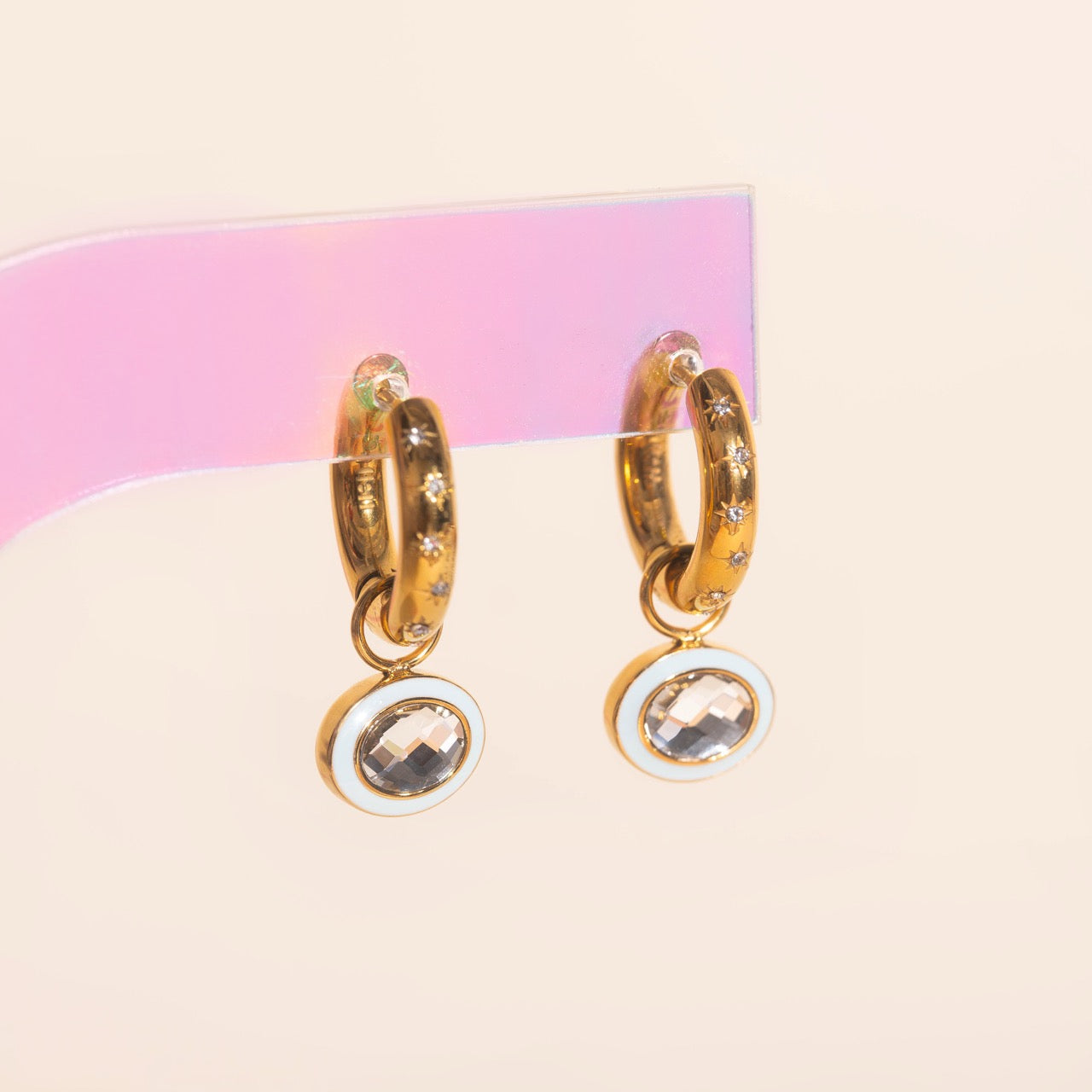 Blue Frost Chunky Huggie Hoop Charms