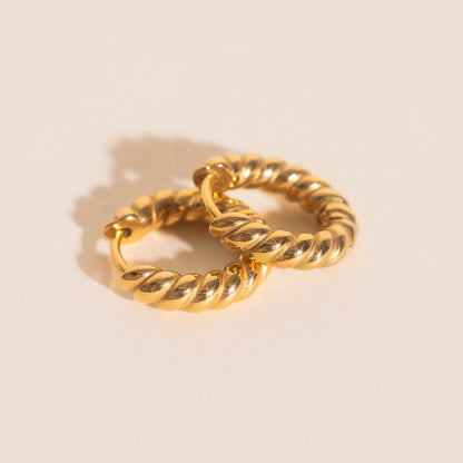 Rope Chunky Rounded Huggie Hoop Earrings