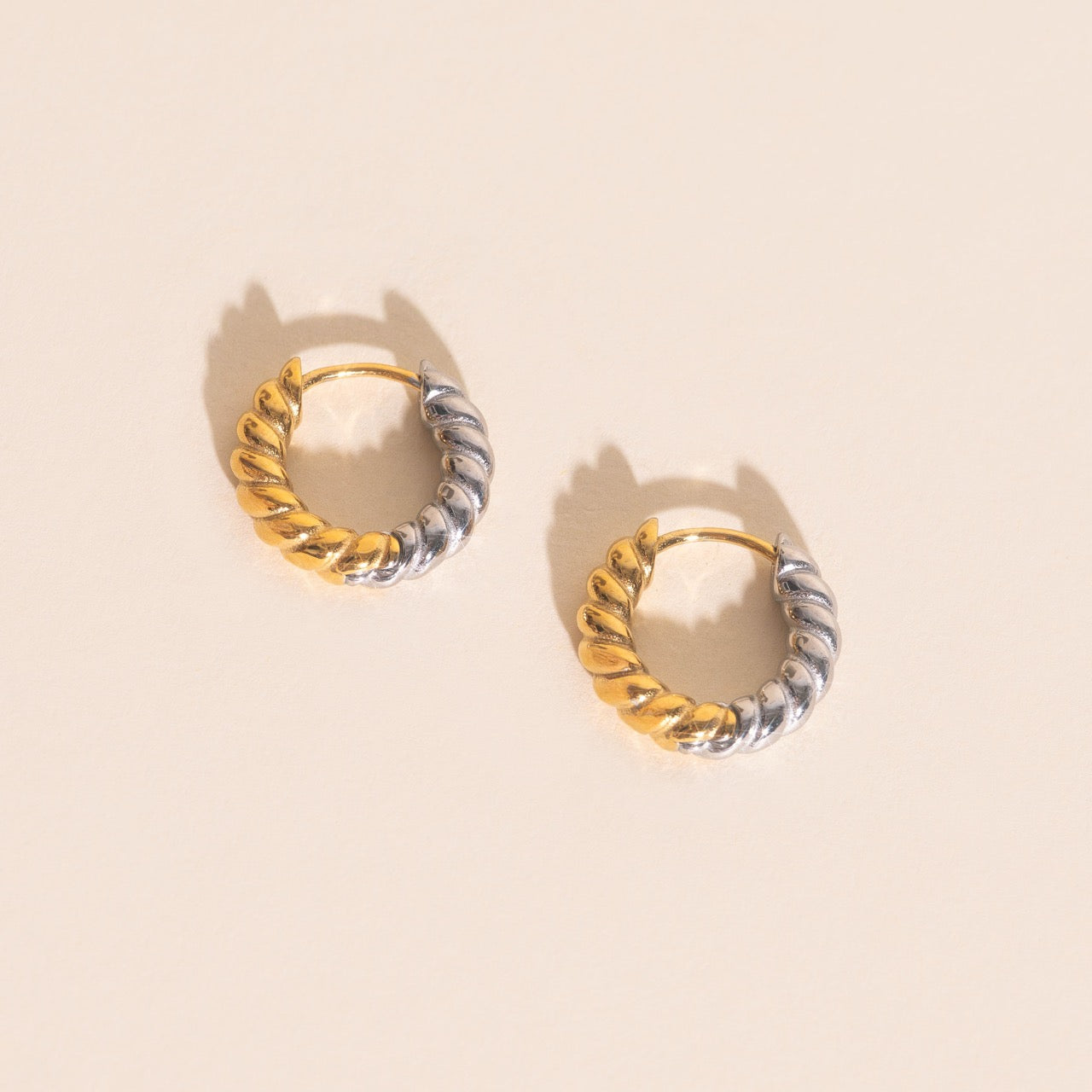 Rope Chunky Rounded Huggie Hoop Earrings