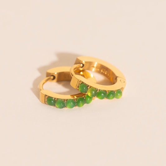 Color Gem Huggie Hoop Earrings