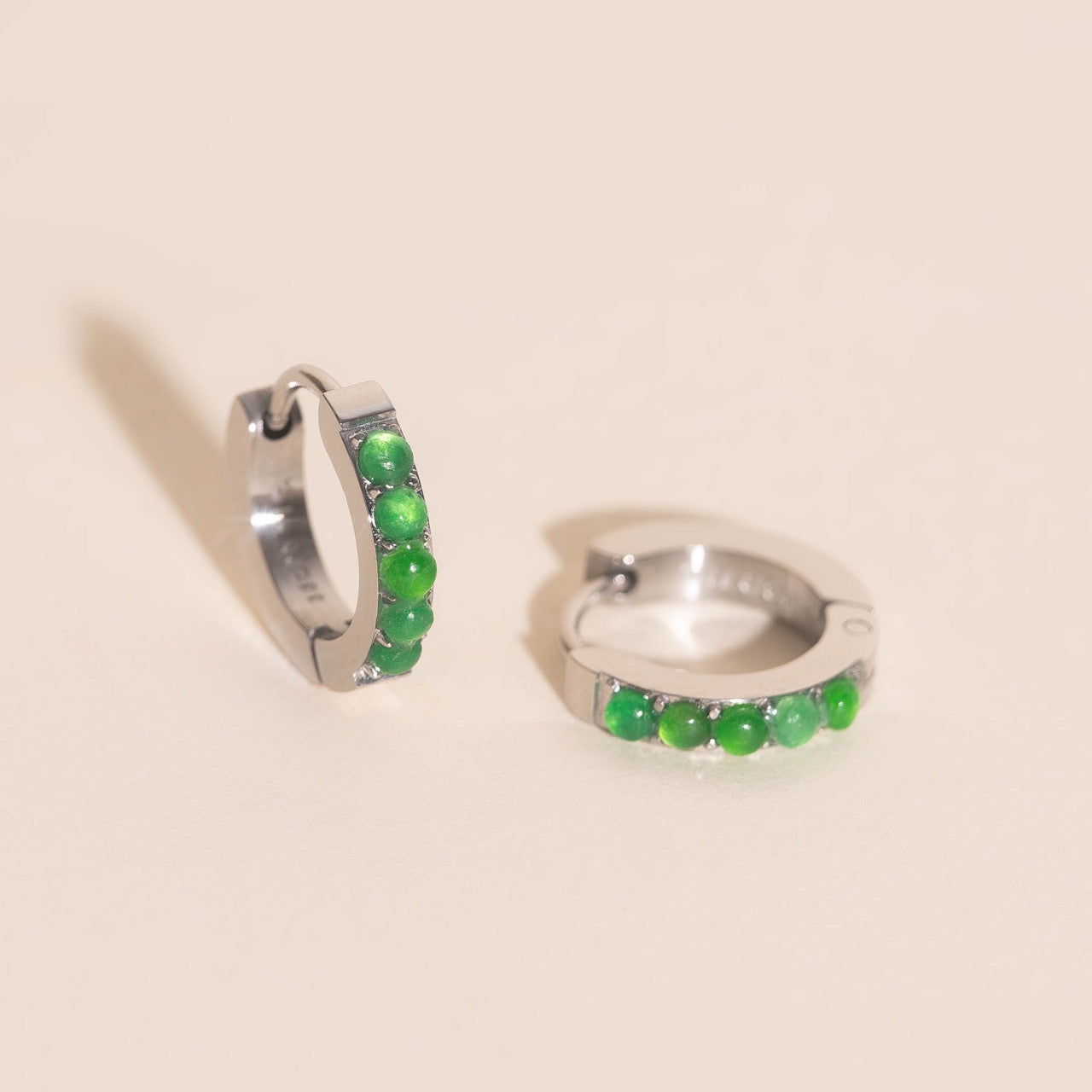 Color Gem Huggie Hoop Earrings