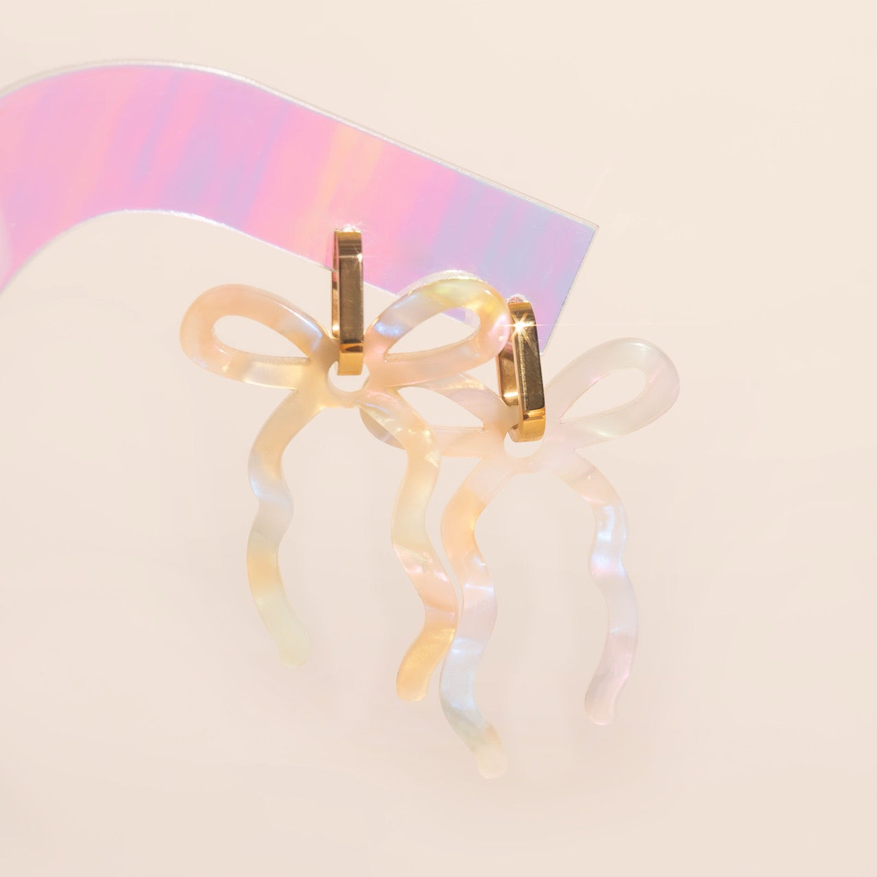 Iridescent Acrylic Bow Hoop Charms