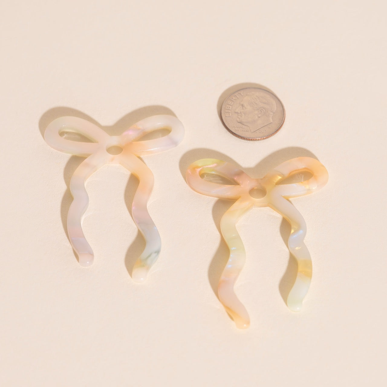 Iridescent Acrylic Bow Hoop Charms