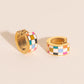 Bright Checkered Super Chunky Huggie Hoop Earrings