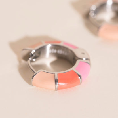Color Block Chunky Rounded Huggie Hoop Earrings