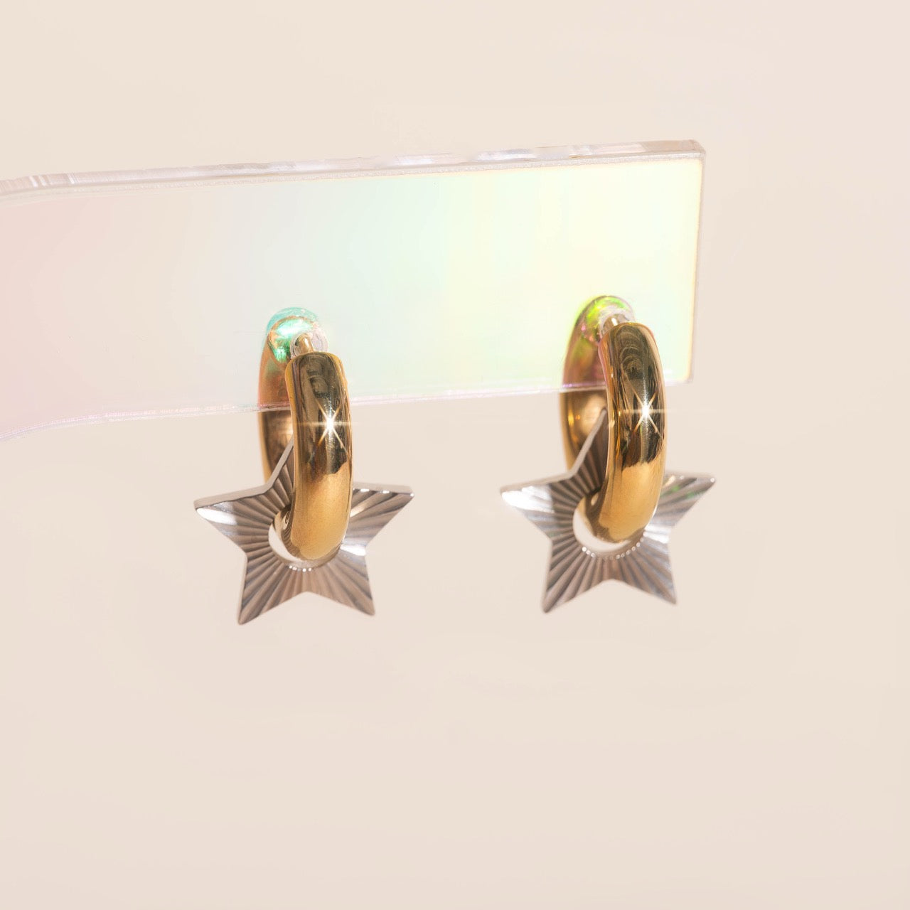 Winter Star Chunky Huggie Hoop Charms