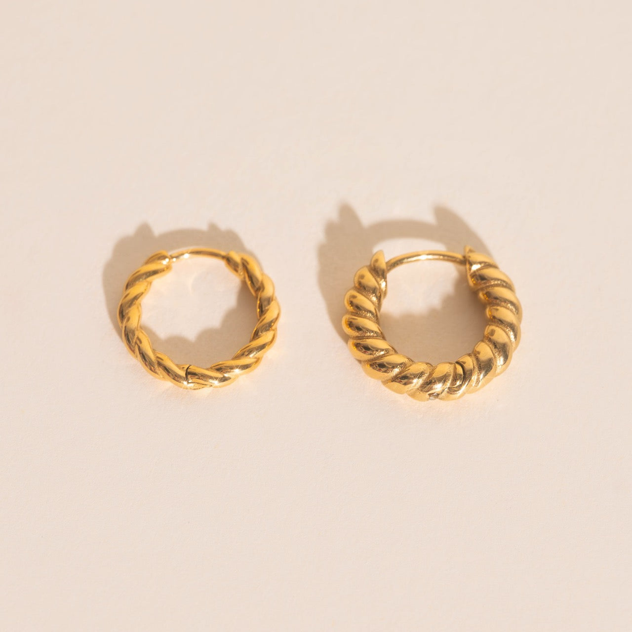 Twisted Rope Rounded Huggie Hoop Earrings