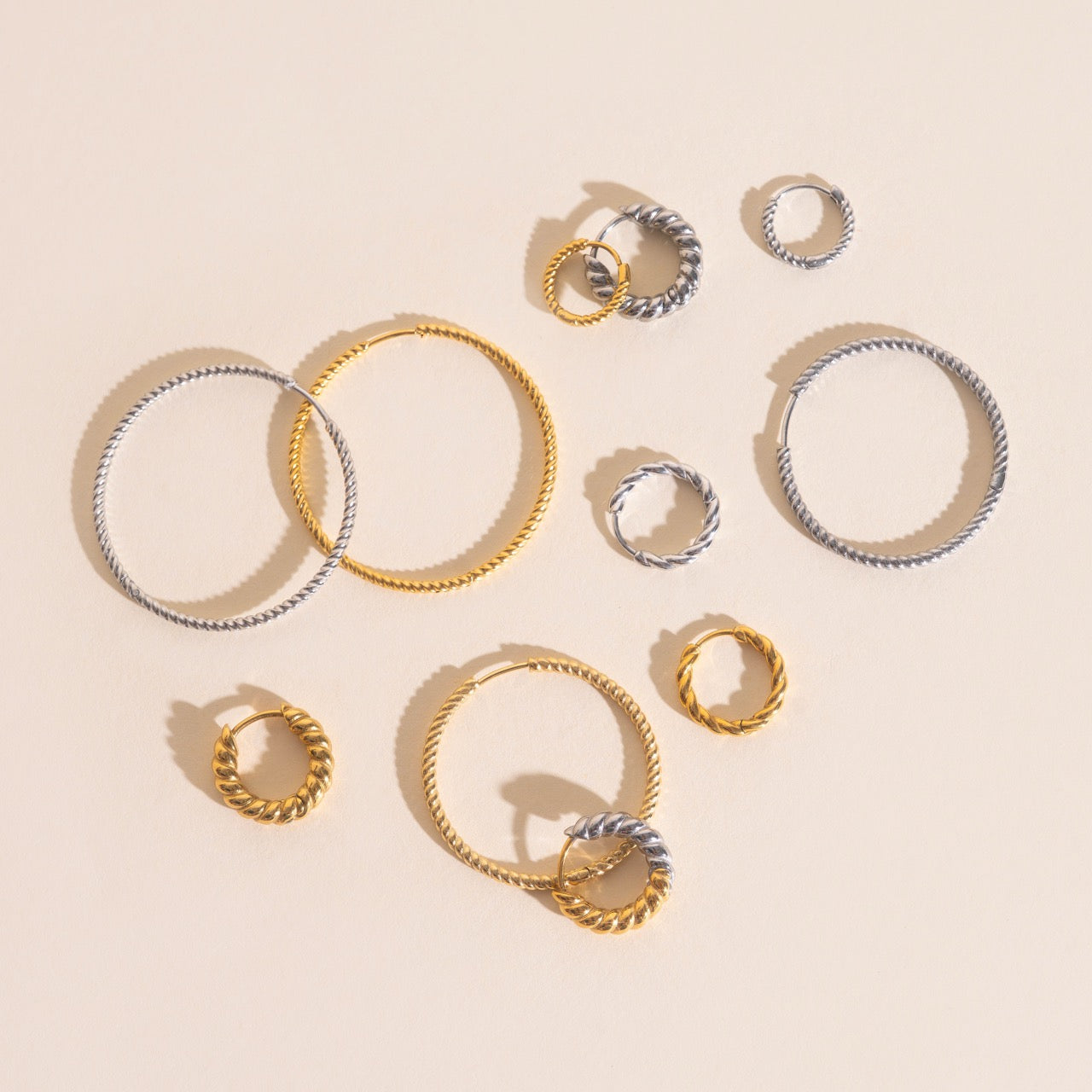 Rope Chunky Rounded Huggie Hoop Earrings