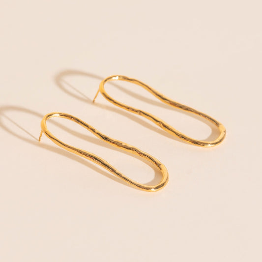 Hammered Oval Stud Earrings