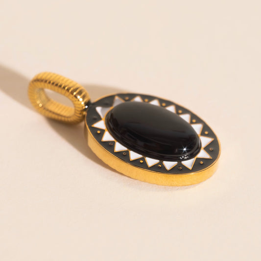 Black Stone Necklace Charm