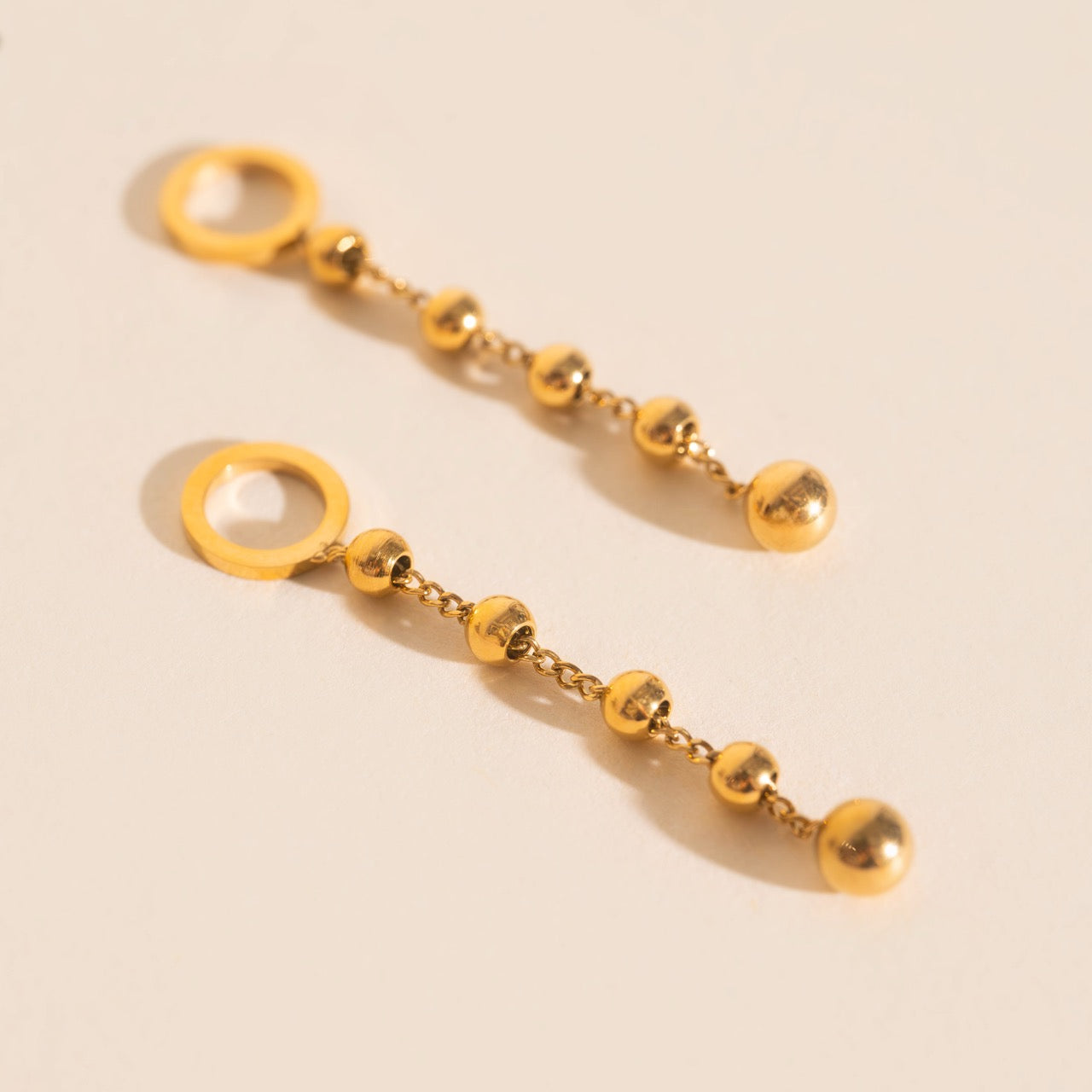 Beaded Metal Chain Chunky Huggie Hoop Charms