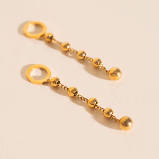 Beaded Metal Chain Chunky Huggie Hoop Charms