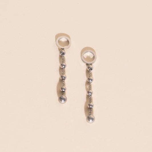 Beaded Metal Chain Chunky Huggie Hoop Charms