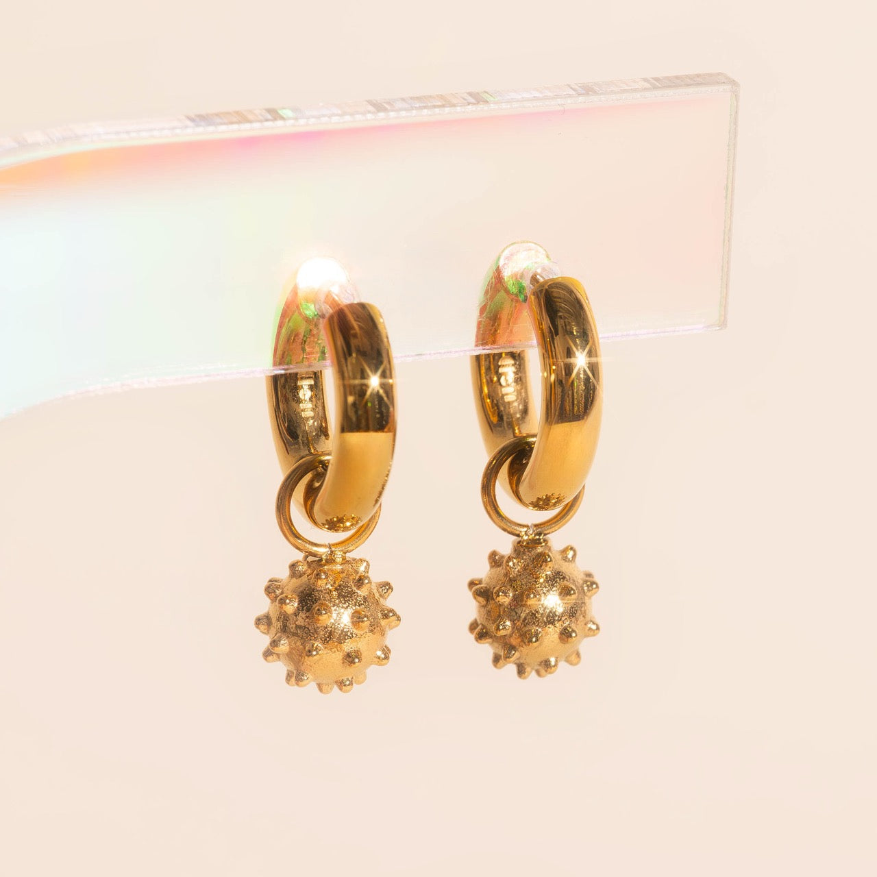 Spike Ball Chunky Huggie Hoop Charms