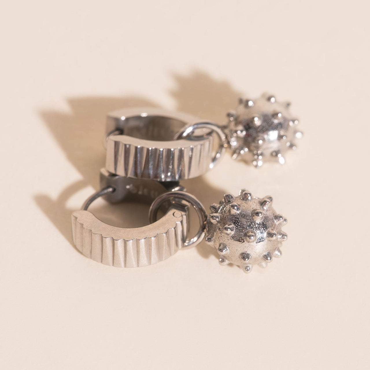 Spike Ball Chunky Huggie Hoop Charms