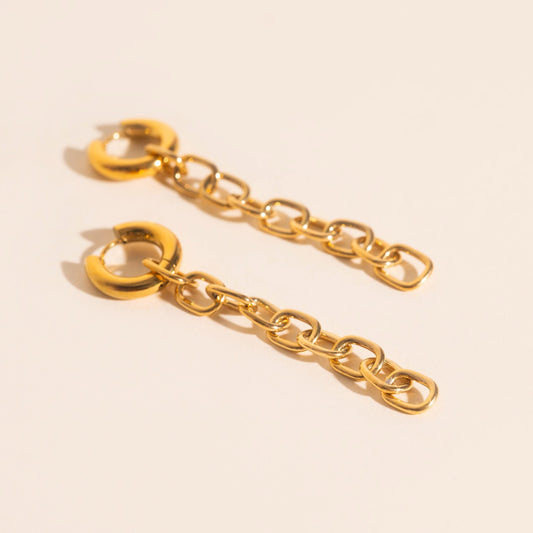 Long Chain Chunky Huggie Hoop Charms