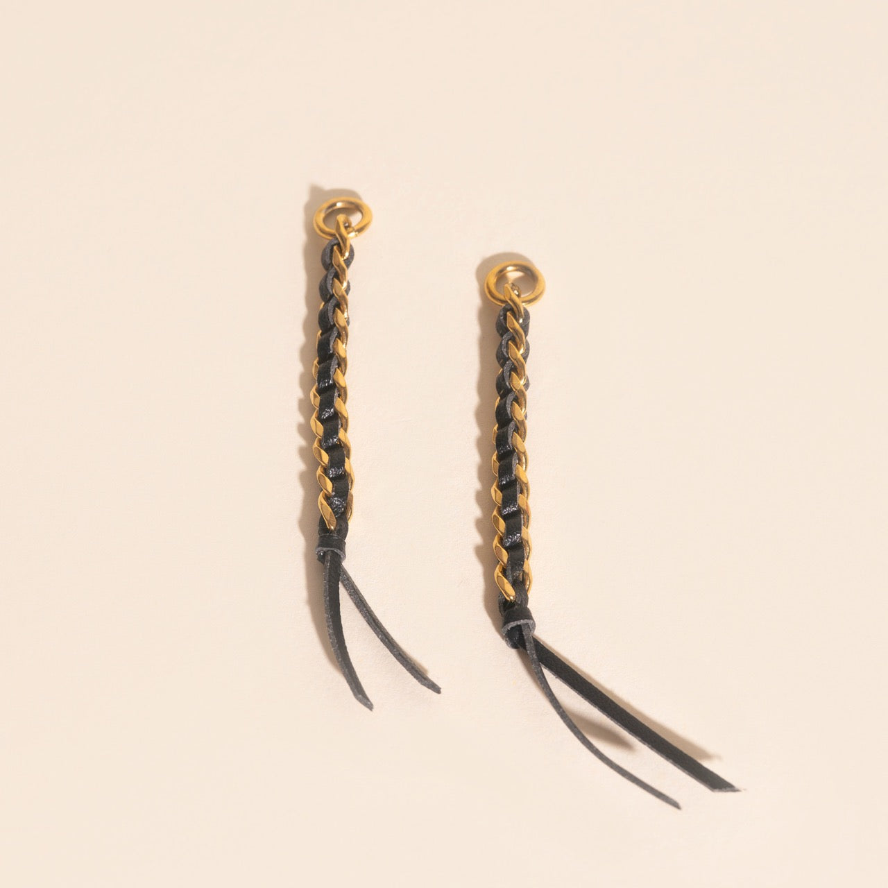 Leather Chain Chunky Huggie Hoop Charms