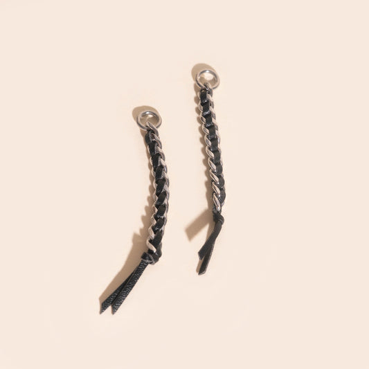 Leather Chain Chunky Huggie Hoop Charms