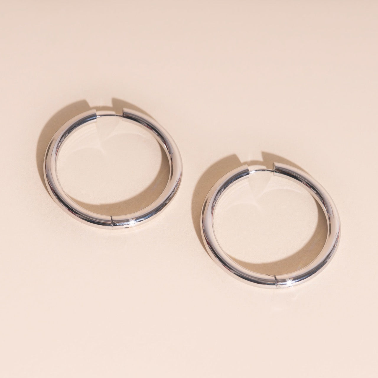 Titanium Jumbo Chunky Rounded Huggie Hoop Earrings
