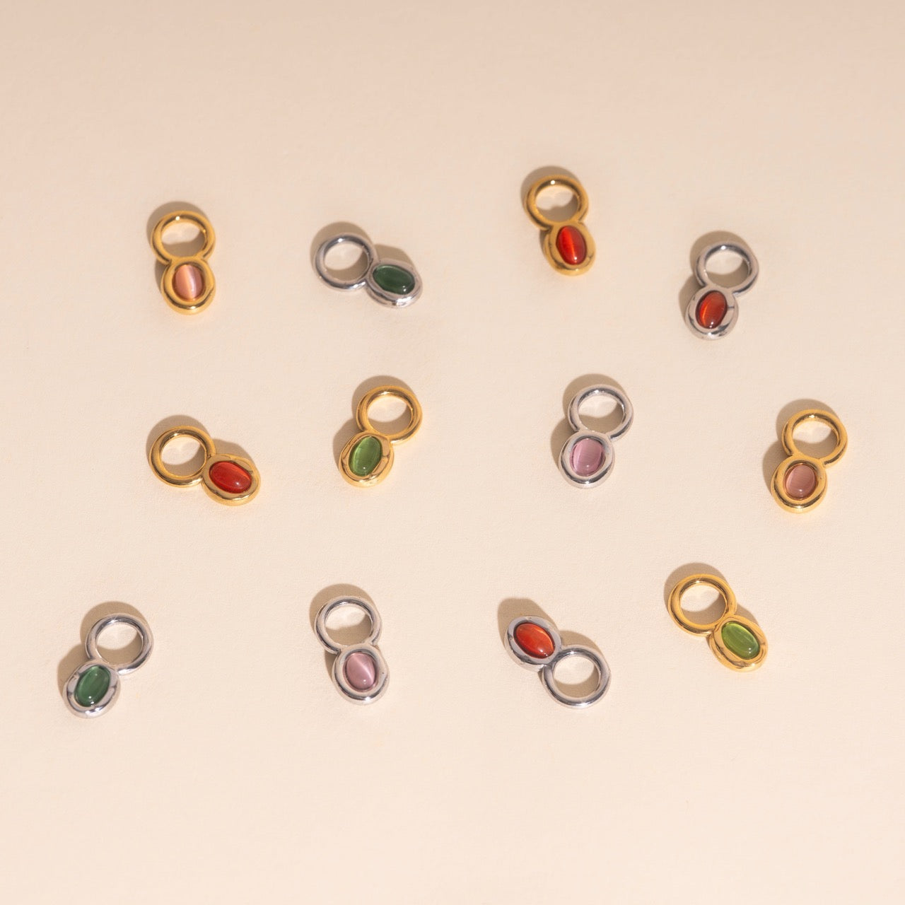 Stone Chunky Huggie Hoop Charms