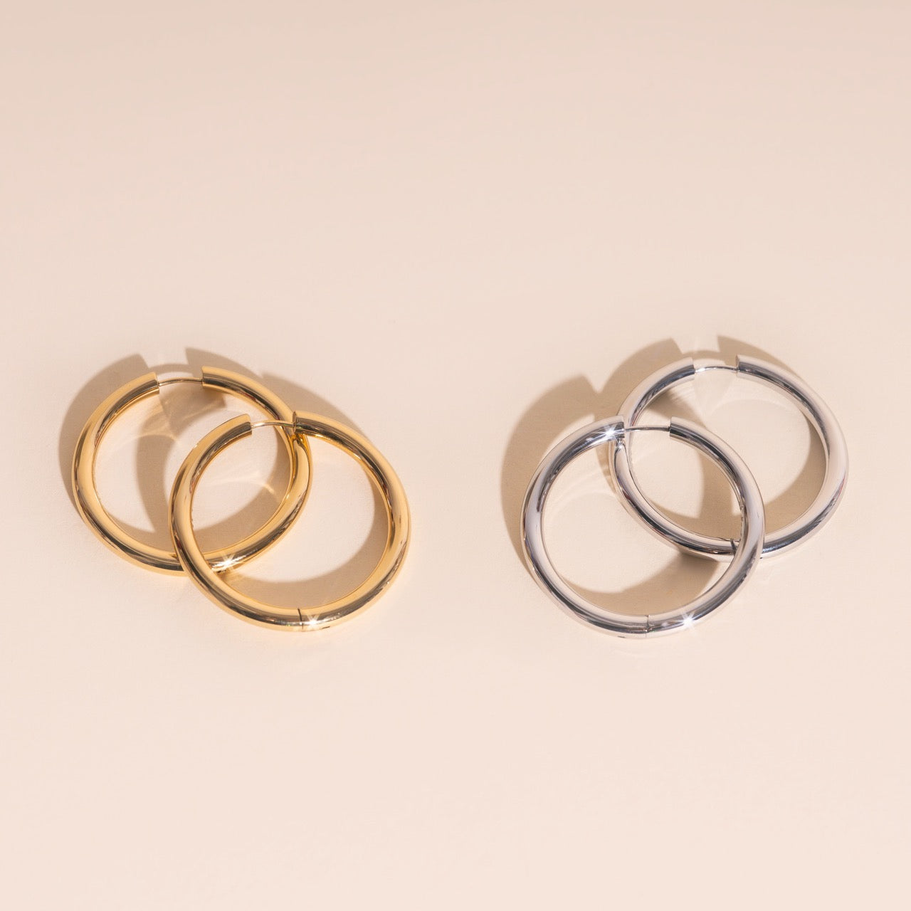 Titanium Jumbo Chunky Rounded Huggie Hoop Earrings