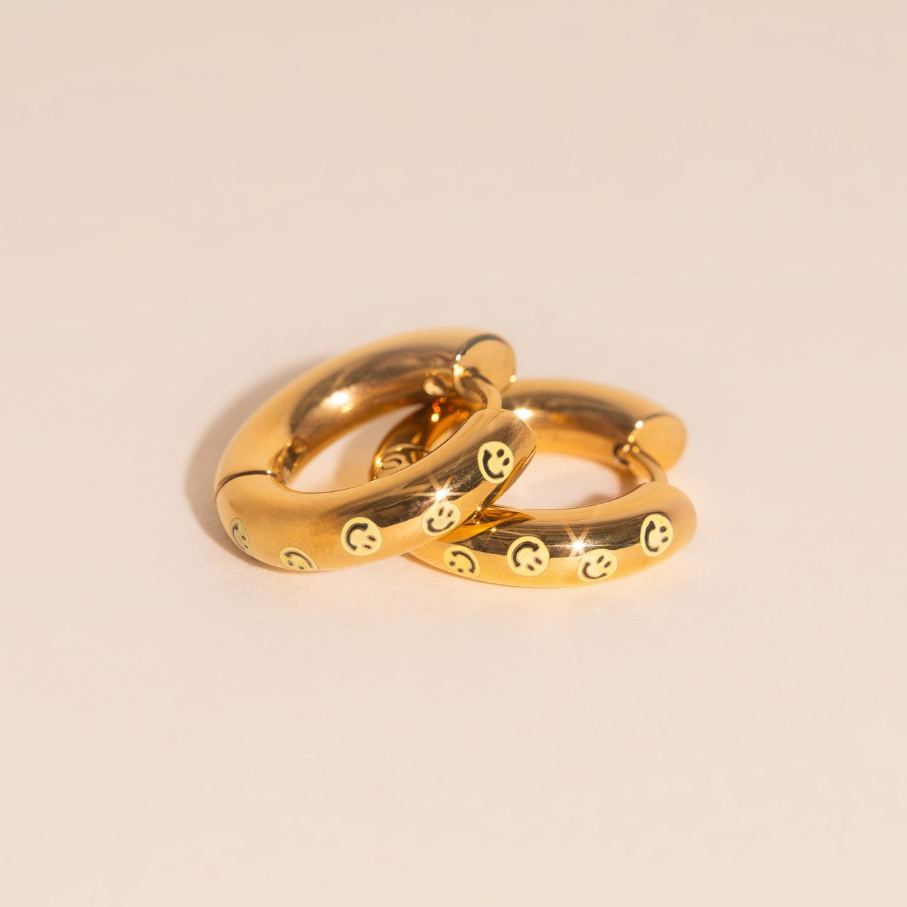 Smiley Chunky Rounded Huggie Hoop Earrings