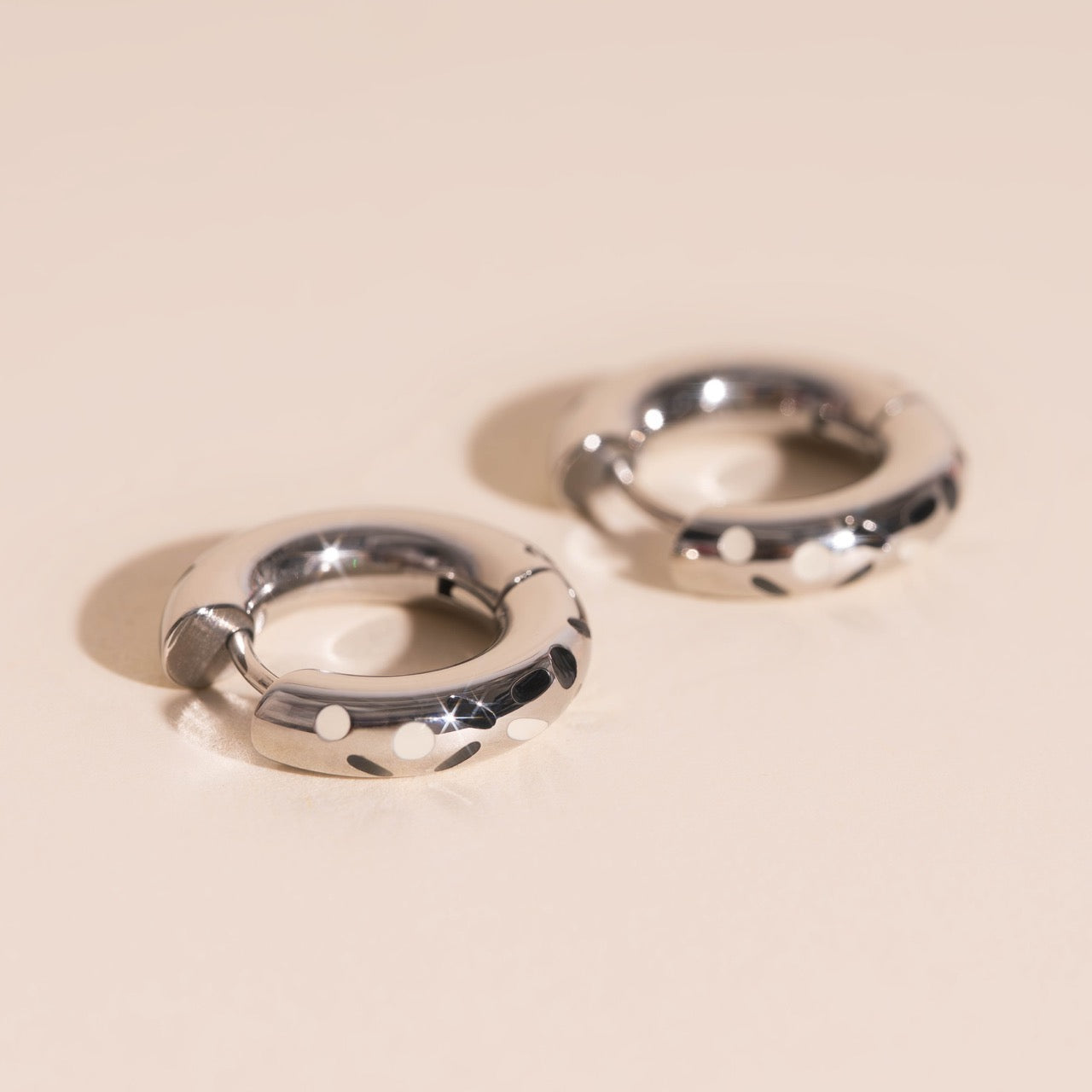 Inkdrop Chunky Rounded Huggie Hoop Earrings
