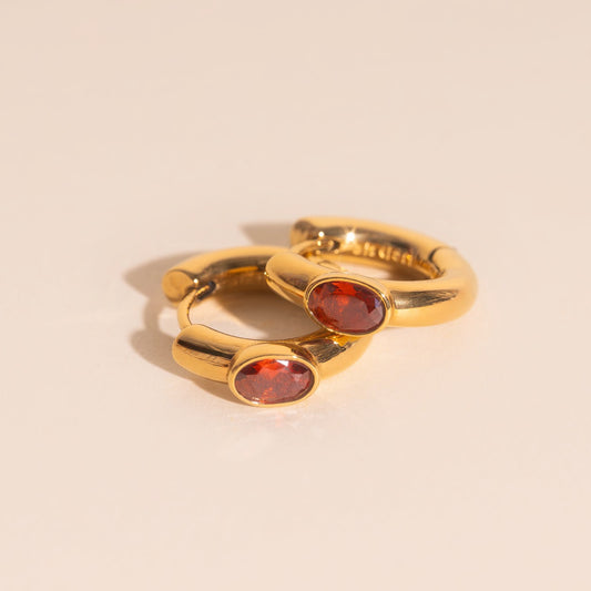 Ruby Chunky Rounded Huggie Hoop Earrings