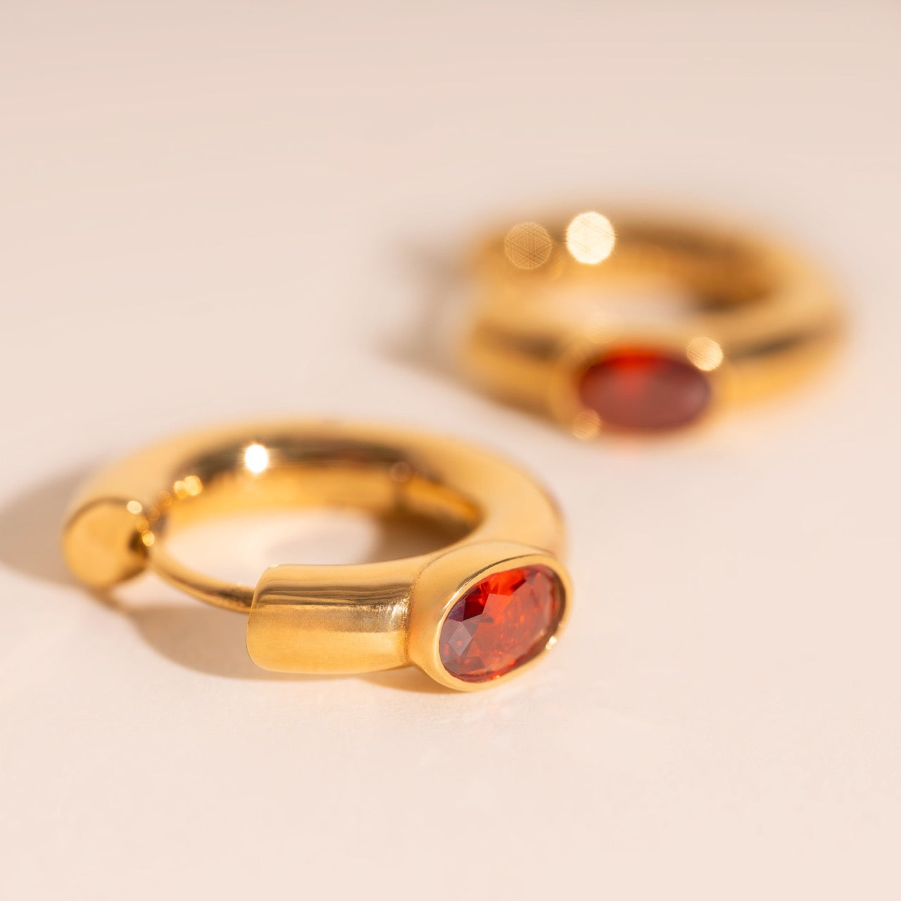 Ruby Chunky Rounded Huggie Hoop Earrings