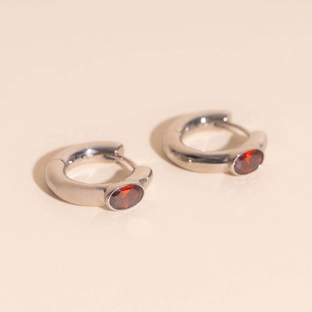 Ruby Chunky Rounded Huggie Hoop Earrings