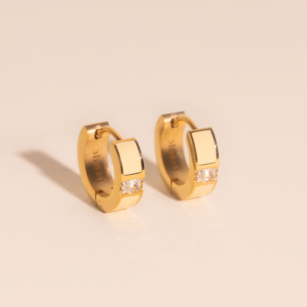 Milkshake Crystal Chunky Huggie Hoop Earrings