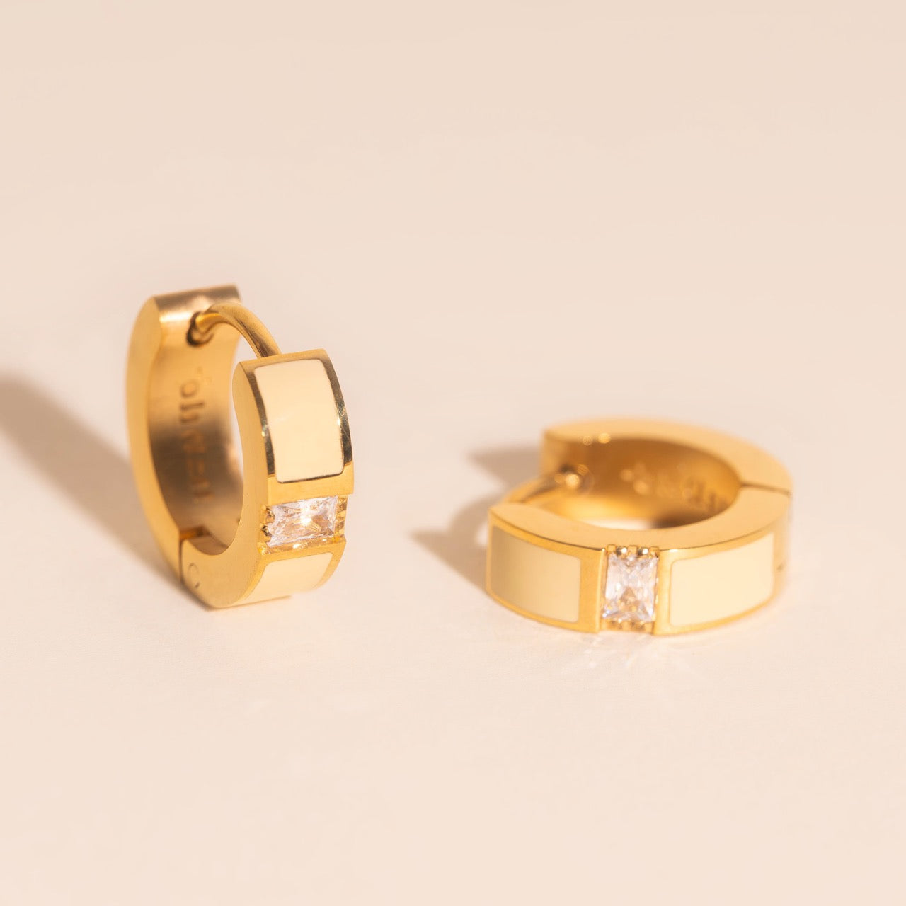 Milkshake Crystal Chunky Huggie Hoop Earrings