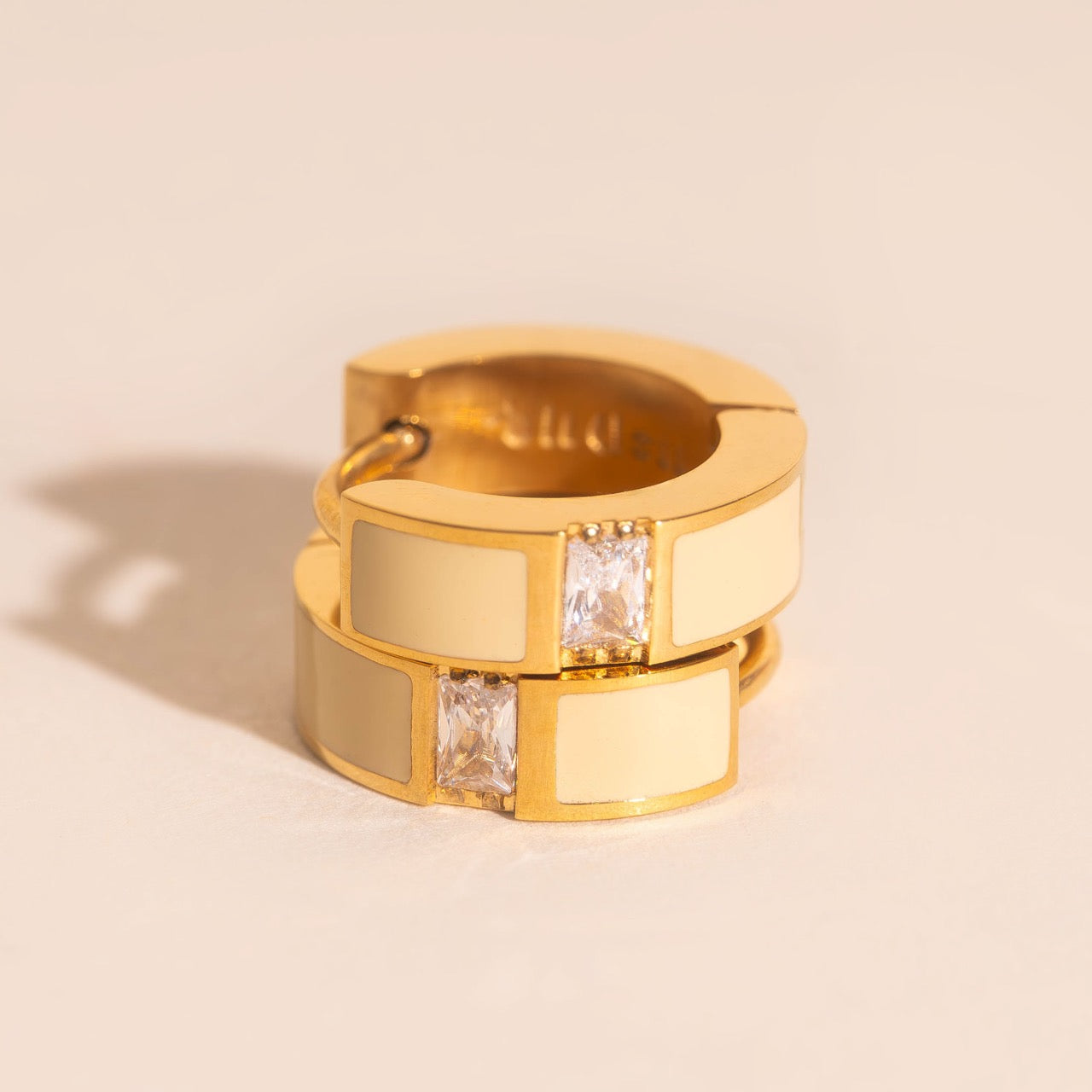 Milkshake Crystal Chunky Huggie Hoop Earrings