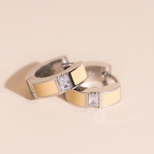 Milkshake Crystal Chunky Huggie Hoop Earrings