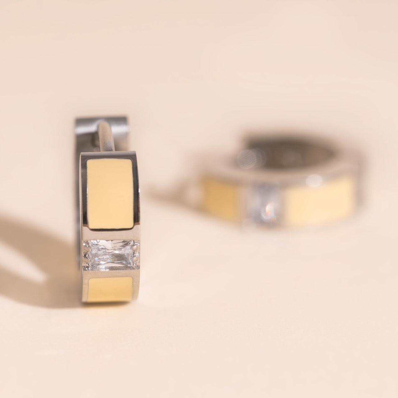 Milkshake Crystal Chunky Huggie Hoop Earrings