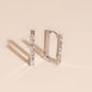 Rounded Stone Rectangle Huggie Hoop Earrings