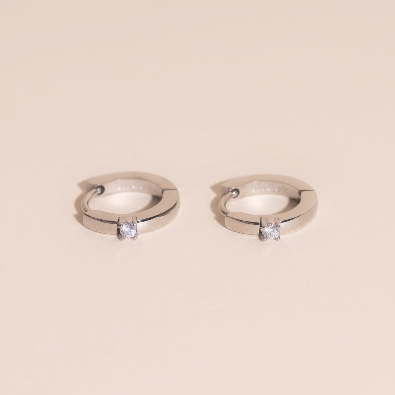 Single Stone Huggie Hoop Earrings